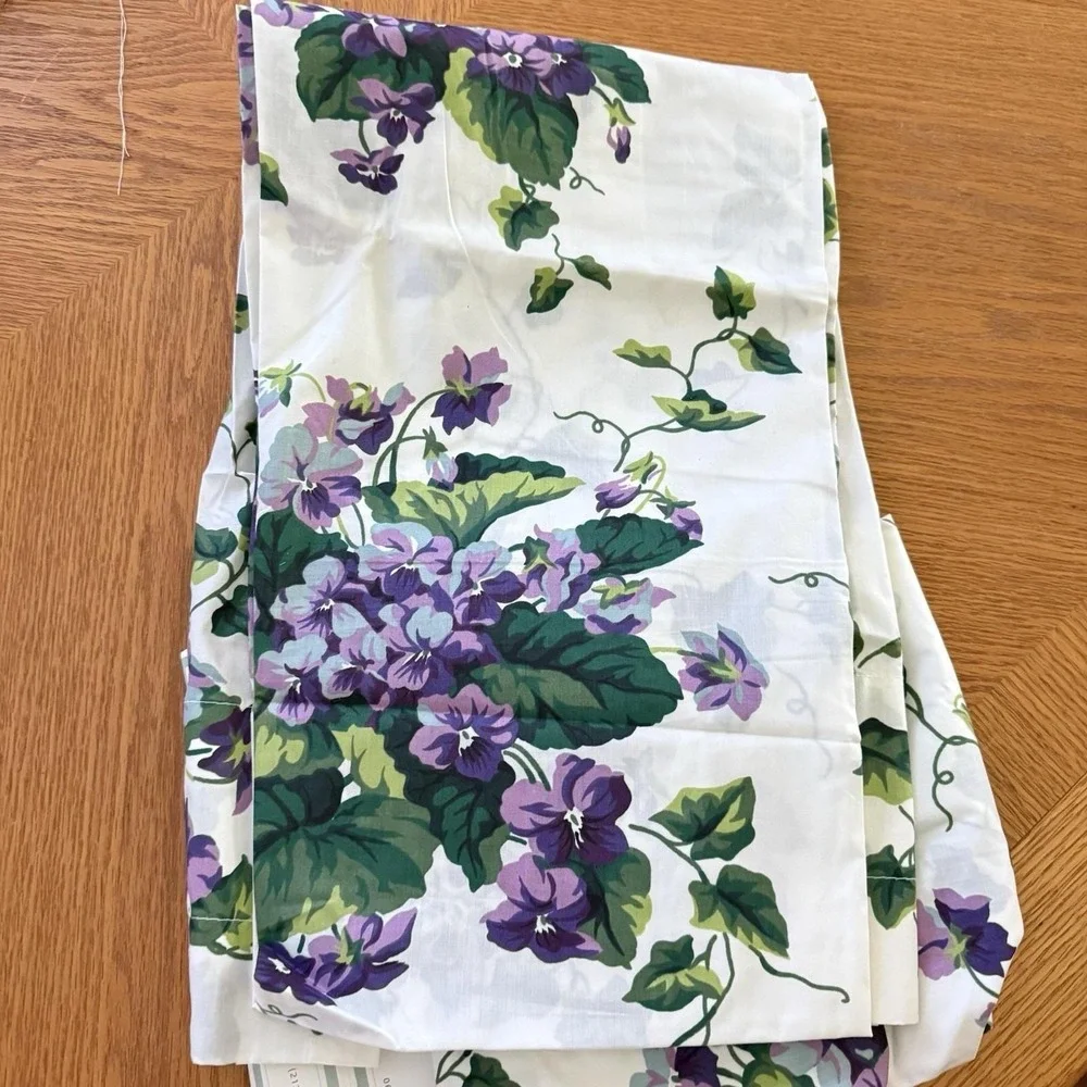 Vtg Waverly Garden Room Drapes Sweet Violets Tailored Window Curtains Pair 84x54